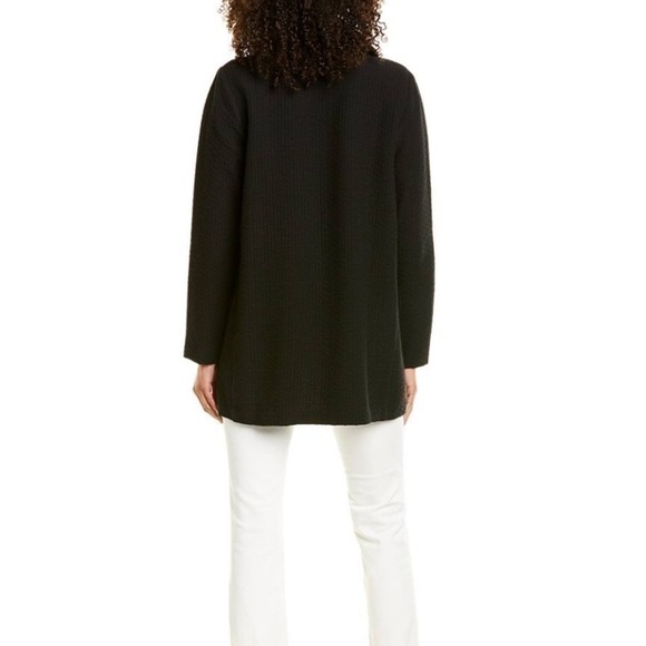 EILEEN Fisher Basket Weave Texture Open Front Style Jacket - Picture 3 of 9